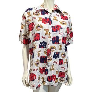 Vintage 1970s USA Patriotic Bicentennial Print Shirt XL